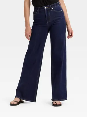 Universal Thread Women's High-Rise Wide Leg Jeans Sz 16R Dark Wash 100% Cotton thumbnail 1