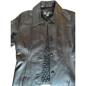 Banana Republic Vintage 1990s Black Leather Jacket Women's Small thumbnail 9
