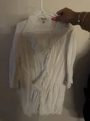 Madewell White Ruffle Blouse thumbnail 2