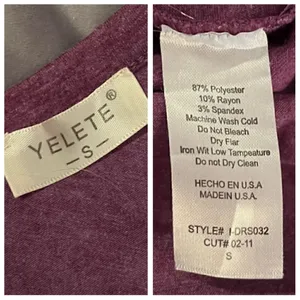 Yelete Criss Cross Back TShirt Dress Swing Athletic VNeck Purple S thumbnail 8