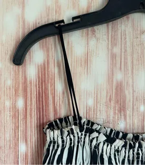 Commense Black Sleeveless White Pinstripe Long Dress thumbnail 6