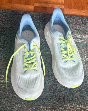 Hoka One One Women's Pale Blue Running Sneakers with Lime Accents thumbnail 1