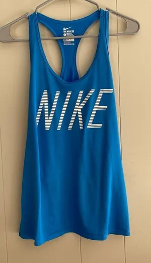 Nike Dri-Fit Blue Racerback Tank Top | Athletic Workout Training Shirt Size L thumbnail 1