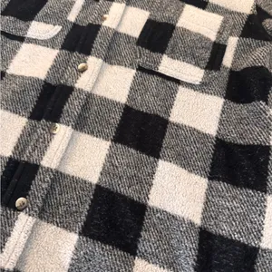 Cozy Black and White Fleece Checkered Button Down Shirt Size M thumbnail 3