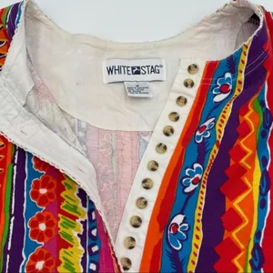 Vintage 90s Shirt Stripes Eclectic Geometric Funky Pattern Top Women Size Medium thumbnail 2