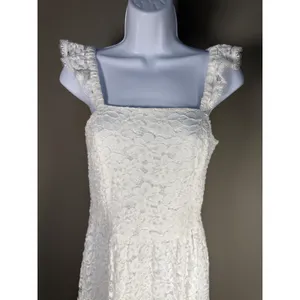 Draper James White Lace Ruffle Strap Midi Dress‎ Southern Bridal Cottagecore S thumbnail 3