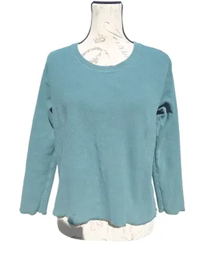 Pact Teal Waffle Knit‎ Long Sleeve Shirt Crew Neck Organic Cotton Size Small thumbnail 1