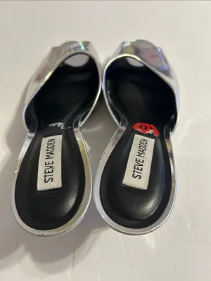 Steve Madden Silver Metallic Open-Toe Mules thumbnail 3
