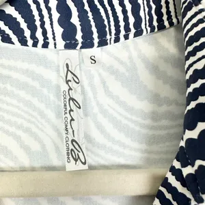 Lulu B Sleeveless Travel Dress Size Small V-Neck Upf 50+ Navy White Zebra Wave thumbnail 4