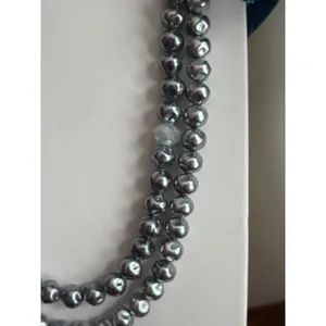 Chico's Gray 10mm Faux Pearl Beaded Necklace thumbnail 3