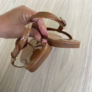 Tory Burch Tan Leather Sandals with Gold Emblem thumbnail 6