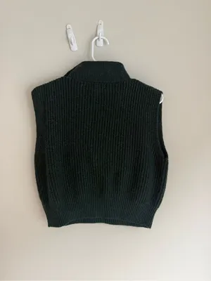 Sincerely Jules Dark Green Ribbed Knit Vest thumbnail 4