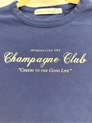 Altar'd State Navy 'Champagne Club' Baby Tee Size: small thumbnail 3