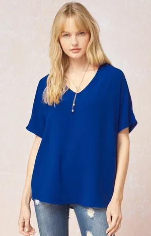 Entro Royal Solid V-Neck Top thumbnail 1