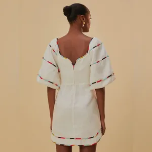 FARM RIO White Colorful Stripes Euroflax™ Mini Dress, Size Medium, $248 thumbnail 2