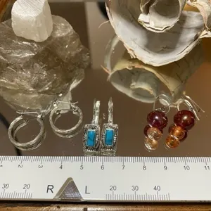 Vintage Classic Dainty Petite Small Silver Earrings Bundle of 3 Pair thumbnail 3
