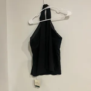 NWT Halara SoftlyZero™ Airy Halter Draped Cool Touch Yoga Top-UPF50+‎ Black Sz M thumbnail 7