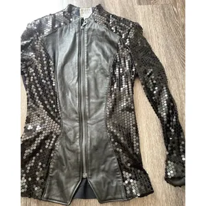 Vintage Firenze Santa Barbara Black Leather Jacket Sz Small MultiColor Moto thumbnail 4