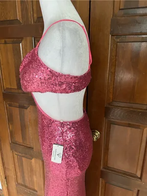 NWT Windsor Athena Formal Cutout‎ Sequin Dress Pink Size 7 Prom Pageant Evening thumbnail 4