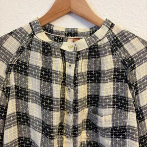 Anthropologie Pilcro Puff Sleeve Button Top M Gingham Plaid Wool Blend Cottage thumbnail 6