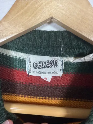 Vintage Genesis Striped Sweater Womens Small Acrylic Wool Made Korea thumbnail 7