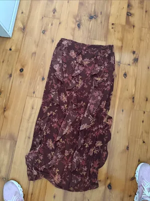 Free People Maroon Floral Maxi Skirt thumbnail 10