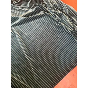 Cable & gauge Top Large Green Velvet look Texture Stripe Turtleneck thumbnail 8