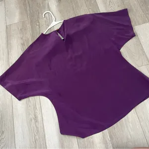 Vintage Silk Top short sleeve crop womens Purple (size 8) contemporary classic thumbnail 4