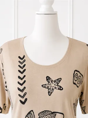 Laguna Bay USA Fish Print Midi Dress Small Coastal Cotton Blend Vintage thumbnail 4
