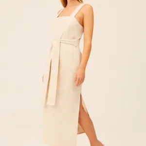 Wheat Linen Blend Midi Dress Jaime | The Fifth Label thumbnail 4