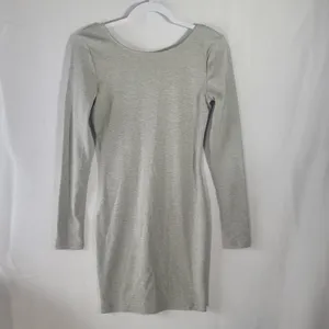 Bobi Athletic Scuba Scoop Back Long Sleeve Mini Bodycon Dress Size S Light Grey thumbnail 2