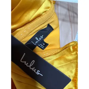 NWT Lulus Renlee Golden Yellow Halter Pleated Mini Dress Party Night Out Size S thumbnail 6