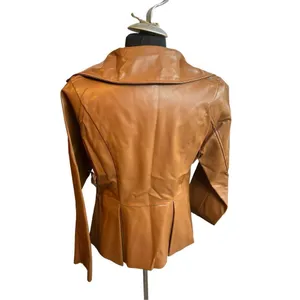 Jodifl size small faux camel color leather jacket -very stylish!! nwt thumbnail 2