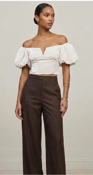 Reformation Amina Velvet Top Size 8 Fior Di Latte Corset Bodice Romantic thumbnail 1