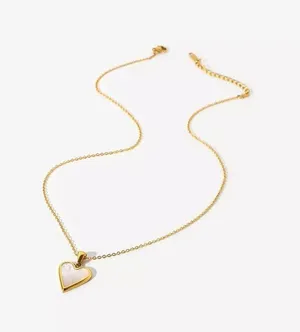 Stainless Steel Mother of Pearl Heart Pendant Necklace thumbnail 4