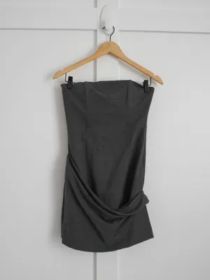 Zara Strapless Grey Mini Dress thumbnail 2
