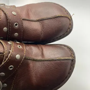 b.ø.c Brown Leather Clogs Slides Studded Buckle Comfort Shoes‎ Women’s 8 BC6650 thumbnail 2