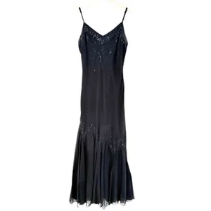 R&M RICHARDS Long Maxi Chiffon Beaded Spaghetti Strap Cocktail Dress thumbnail 2