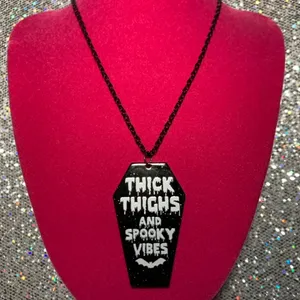 Handmade Thick Thighs and Spooky Vibes Necklace Gothic Jewelry Halloween witchy emo goth thumbnail 5