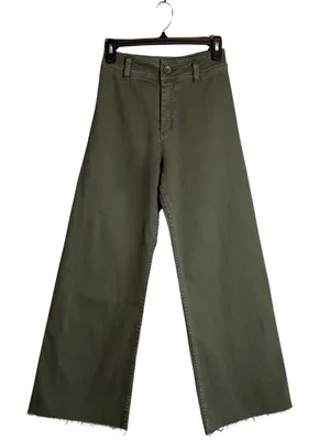 Miou Muse Wide Leg Denim Jeans Women's Small Faded Olive Raw Hem Festival NWOT thumbnail 5