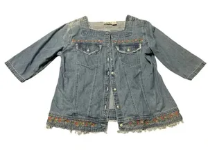 👖 Vintage Studio‎ West Women’s Denim Shirt Jacket L 👖 thumbnail 1