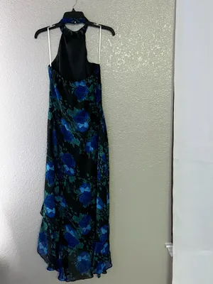 LULUS Elegant Entrance Black Floral Print Halter Maxi Dress size medium thumbnail 5