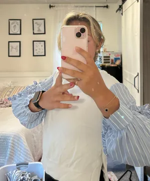Blue And White Striped Ruffle Sleeve Top thumbnail 1