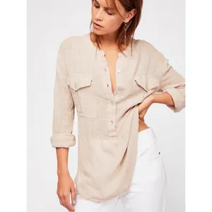 Free People Talk To Me Button Down Raw Hem Top thumbnail 2