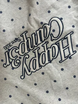 🩶Happy Camp3r Heather Gray Polka Dot Appliqué Hoodie 🩶 BRAND NEW thumbnail 6