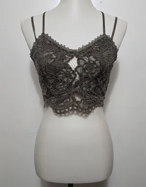Buckle Willow & Root Grey Lace Cami Crop Top Spaghetti Strap Lingerie Tank Sz M thumbnail 2