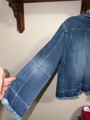 Vintage 90s Denim Jean Jacket Frayed Hem cottagecore thumbnail 6