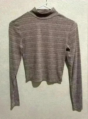 Arizona Jeans Women’s Mockneck Green Stripe Rayon‎ Top Size S thumbnail 1
