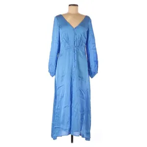 FREE PEOPLE Later Days Blue Button Front Long Sleeve Midi Dress Size‎ 0 New thumbnail 6
