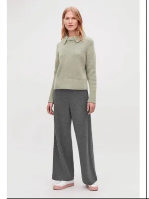 COS Charcoal Grey Wide-Leg Trousers size small wool blend thumbnail 2